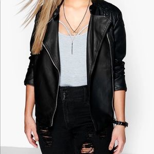 Boohoo Plus Quilted Faux Leather Moto Jacket Size 18